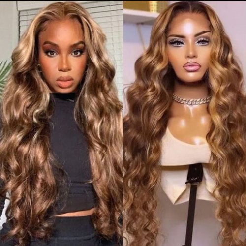 Body Wave Lace Front Wig Brazilian Colored Human Hair Wigs For Women Honey Blonde Highlight 30 Inch Full Hd Glueless Lace Wigs