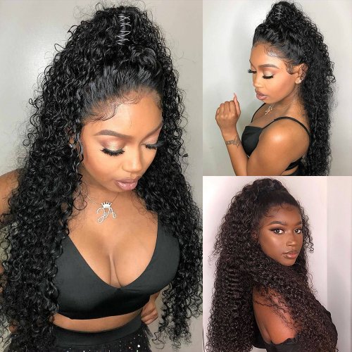 360 HD Lace Frontal Wig 30 Inch Water Wave 13x4 Lace Front Human Hair Wig Deep Curly Glueless Frontal Remy Brazilian 4x4 Closure