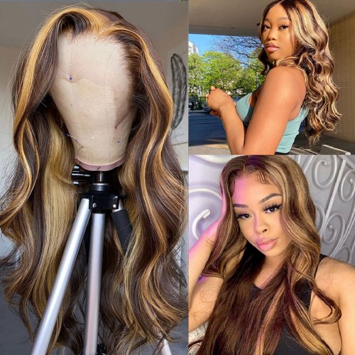 Highlight Wig Human Hair Ombre Lace Front Wig 30 Inch Brazilian Hair Wigs For Black Women Honey Blonde Body Wave Lace Front Wig