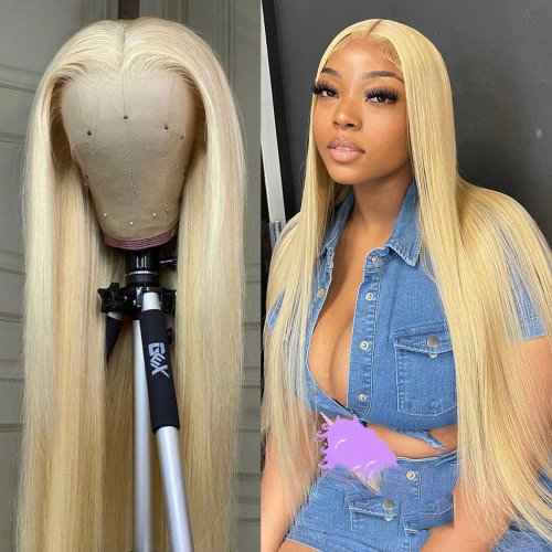 613 Frontal Wig Honey Blonde Colored Straight Lace Front Human Hair Wigs For Women Brazilian Hd Transparent 4x4 Closure Wig