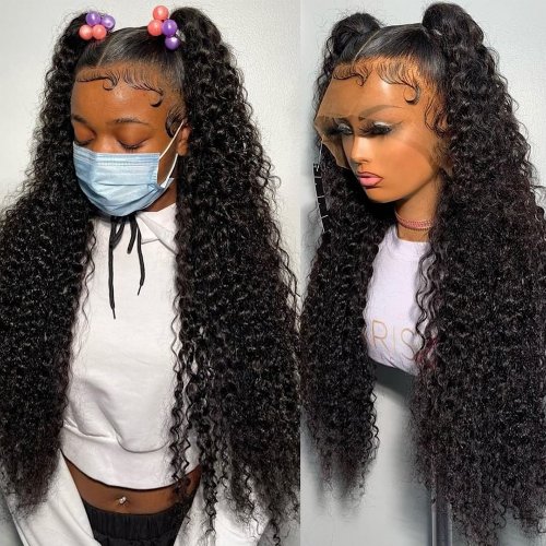 200% Deep Wave Lace Front Wigs For Women Pre Plucked With Baby Hair Curly Human Hair Wigs Water Wave Frontal Wigs Lace Closure