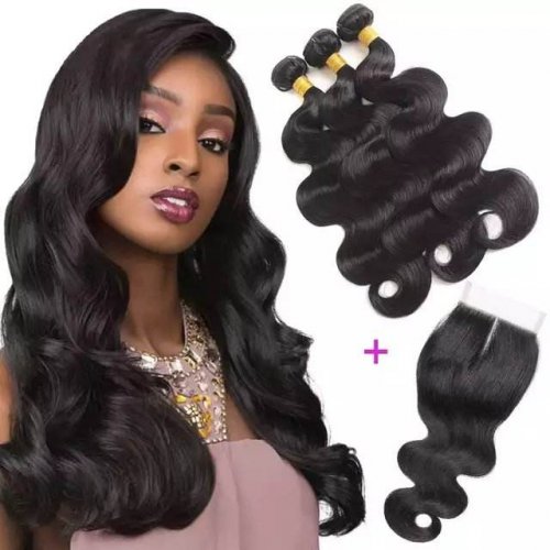 Body Wave Hair Bundles Brazilian Weave Bundles Deal 1/3/4 PCS Human Hair Bundles Natural Black 8-30Inch Remy Hair Extensions