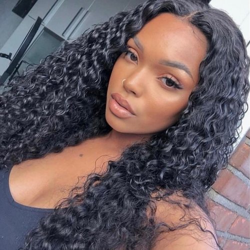 Deep Wave Human Hair 3/4 Bundles With Frontal Brazilian Hair Weave Bundles With Lace Frontal Closure 13x4 With Baby Hair Remy