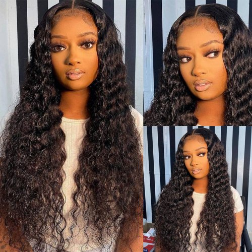 Deep Wave Bundles With Closure Brazilian Deep Curly Hair With Lace Closure 3 Bundles 100% Human Hair Bresilienne Cheveux Humain