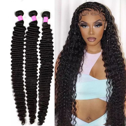 10A Grade Deep Wave Bundles Brazilian Hair Weave Bundles Curly Bundles Human Hair Extensions Bundles For Black Women Wholesale