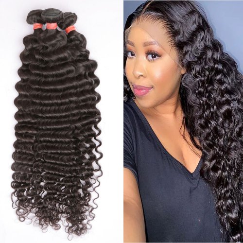 Brazilian 30 40 Inch Deep Wave Human Hair Bundles Water Weaves Brazilian Remy Bundles Curly Natural Bundle Extensions