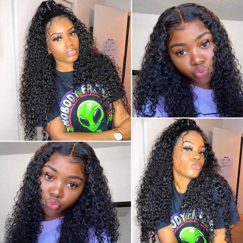 Brazilian Virgin Human Hair Water Wave Bundles With Closure 100% Unprocessed Deep Curly Wet and Wavy Bundles With Lace Closure