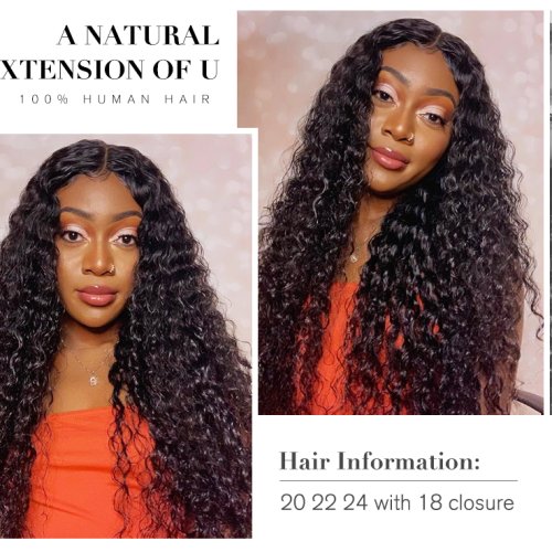 Kinky Curly Bundles With Frontal Peruvian Curly 100% Human Hair Bundles With Closure HD 13x4 Transparent Lace Front With Bundles