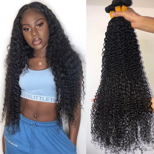 12A Kinky Curly Malaysian Deep Curly Hair 3/4 Bundles With 4*4 Lace Closure Extensions Jerry Curls Remy Cheap Human Hair Bundles