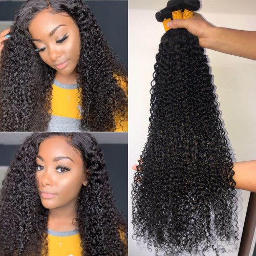 Mongolian Kinky Curly 3 Bundles With Closure Human Hair Bundles With Closure Gossip Remy Hair 100% Human Hair Free Shipping