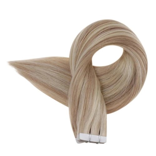 Good Quality Cuticle Aligned Blonde Tape Hair European Human Hair Virgin Remy Highlights Color Tape In Hair Extensions