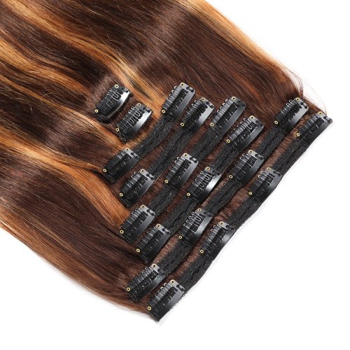 16-24 Inch 200g Clip In Human Hair Extensions Double Weft