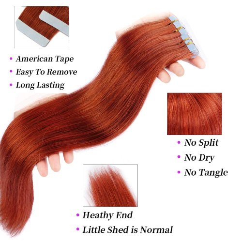 Real human tape hair for Caucasian 350 colored hair tape hair extension