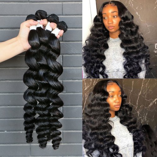 Brazilian Remy Human Hair Weave Bundles Loose Wave Bundles Natural Color 28 30 32 34 40 Inch Wavy Hair Extensions