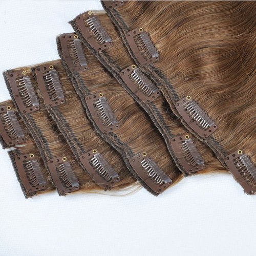 100% Russian Human Remy Clip On Hair Extensions Wholesale Natural Seamless Indian Clip In Hair Extension