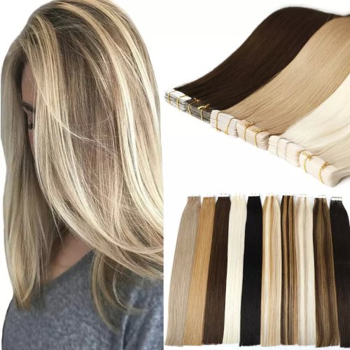 Wholesale Double Drawn Remy Skin Weft Tape In Hair Extensions 100% Ponytail Human Cuticle Hair Tape Hair Extensions