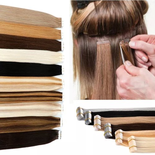 Wholesale Double Drawn Remy Skin Weft Tape In Hair Extensions 100% Ponytail Human Cuticle Hair Tape Hair Extensions