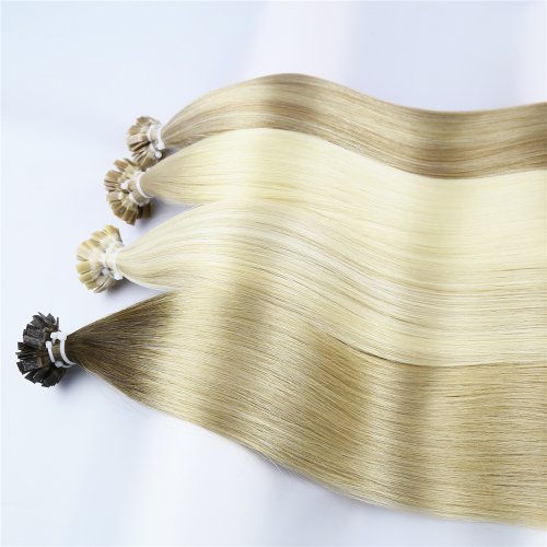 Flat Tip Hair Extension Human Hair Straight 100% Human Hair 0.8g/pc 50pcs Capsule Keratin Human Fusion Hair Extension Highlight