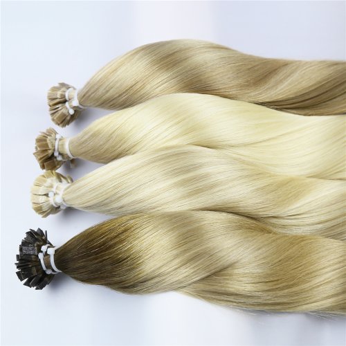 Flat Tip Hair Extension Human Hair Straight 100% Human Hair 0.8g/pc 50pcs Capsule Keratin Human Fusion Hair Extension Highlight